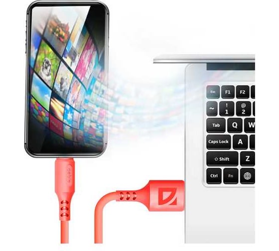 USB-кабель DEFENDER F207 Micro, red, 1м, 2.4А, силикон, пакет 87108RED
