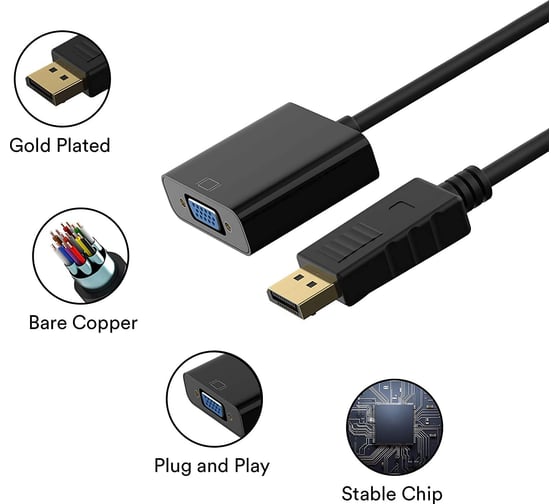 Адаптер PALMEXX ADP006 DP(m)-VGA(f), 0.15м, чёрный PX/DP-VGA