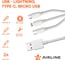 Кабель Airline 3в1 (USB - Lightning, Type-C, Micro USB), 1м, белый Soft-Touch ACH-M-33 1