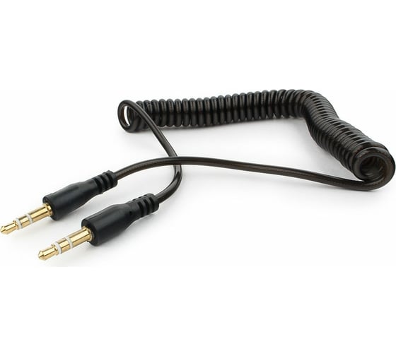 Аудио кабель Cablexpert спиральный Jack 3.5(M)/Jack 3.5(M), 3pin, 1.8 м, черный, пакет CCA-405-6