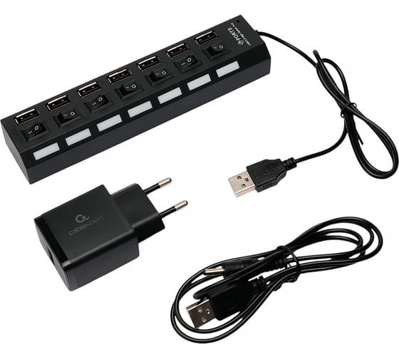 Концентратор Gembird USB 2.0, 7 портов, питание, блистер UHB-U2P7-02