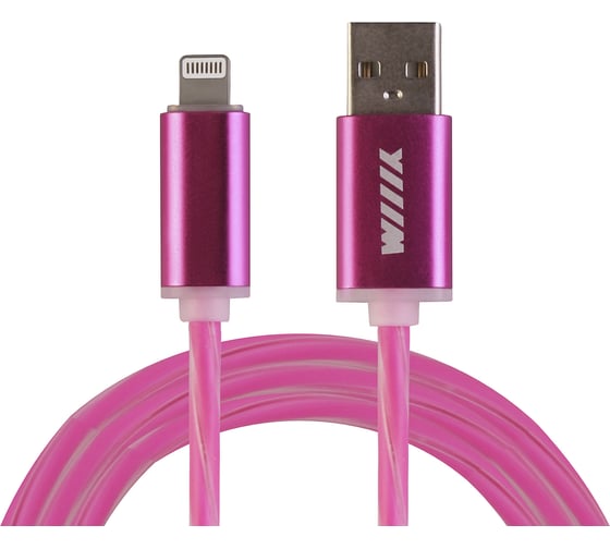 Кабель-переходник Wiiix светящийся USB-8pin розовый 1м CBL710-U8-10PK 1