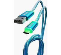 Кабель-переходник Wiiix светящийся USB-микроUSB синий 1м CBL710-UMU-10BU