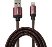 Data-кабель Wiiix USB-Lightning коричневый эко-кожа 1м CB810-2A-U8-LR-10BN