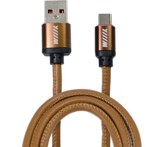 Data-кабель Wiiix USB-Type C кофейный эко-кожа 1м CB810-2A-UTC-LR-10CF