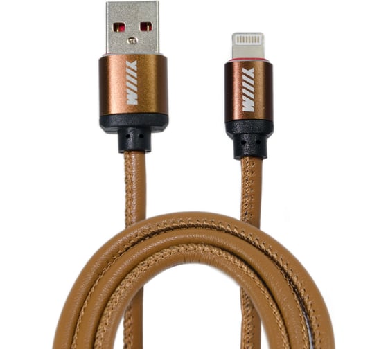Data-кабель Wiiix USB-Lightning кофейный эко-кожа 1м CB810-2A-U8-LR-10CF 1