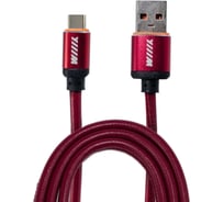 Data-кабель Wiiix USB-Type C красный эко-кожа 1м CB810-2A-UTC-LR-10R