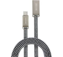 Data-кабель Wiiix микро-USB серебряный шелк 120 см, разъем цинк CB955-2A-UMU-SK-12S