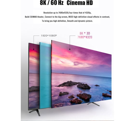 Кабель mobiledata HDMI - HDMI V. 2.1, 8К, HDR в нейлоновой оплетке, 1.0 м HDMI-2.1-HDR-1.0
