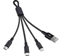 Data-кабель Wiiix микро-USB/USB-8pin/Type-C, для пауэрбанков 20 см, черный CBB600-U8MUTC-2B