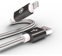Data-кабель Wiiix Lightning серебристый с черным 1м блистер CB520-U8-10B