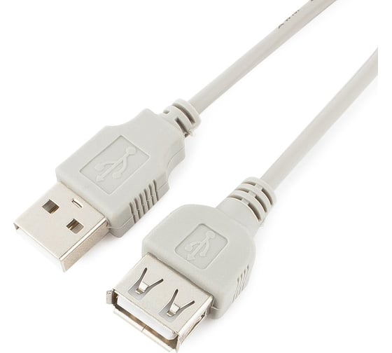 Кабель-удлинитель Cablexpert USB2.0, AM/AF, медь, Pro, 75см, серый, пакет, CC-USB2-AMAF-75CM-N