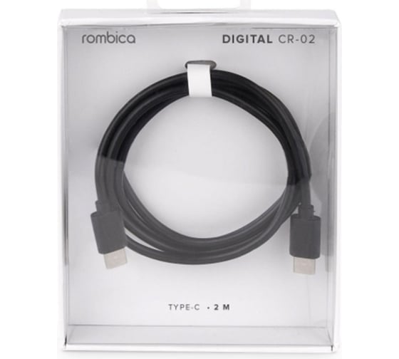 Кабель USB Type-C - USB Type-C Rombica Digital CR-02 100 пластик 2м черный CB-CR02