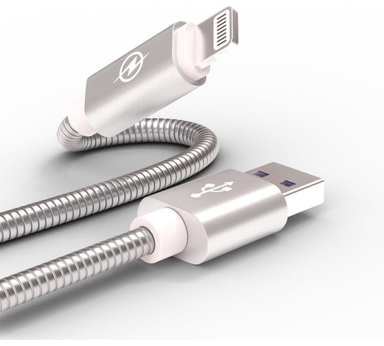 Data-кабель Wiiix Lightning серебряный 1м блистер CB520-U8-10S