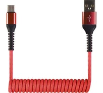 Кабель-переходник USB-Type C Wiiix красный спиральный 0,4-1,2м CB940-UTC-12R