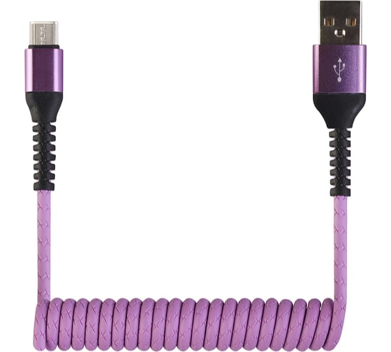 Кабель-переходник USB-Type C Wiiix сиреневый спиральный 0,4-1,2м CB940-UTC-12PE 1