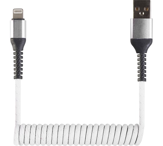 Кабель-переходник USB-Lightning Wiiix белый спиральный 1,2м CB940-U8-12W 1