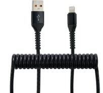 Кабель-переходник USB-Lightning Wiiix черный спиральный 1,2м CB940-U8-12B