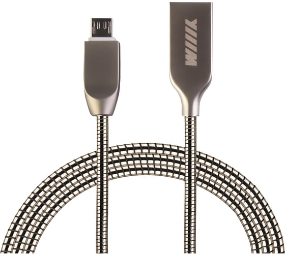 Кабель-переходник микро-USB Wiiix серебряный цинк 1м CB850-UMU-Z-10S 1