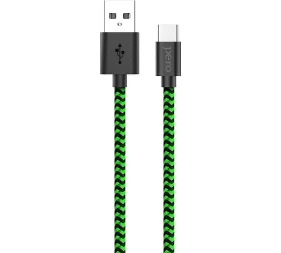 Дата-кабель PERO DC-04 Type-C, 3А, 1м, Green-black, Fast Charge PRDC-04TC1MGB 1