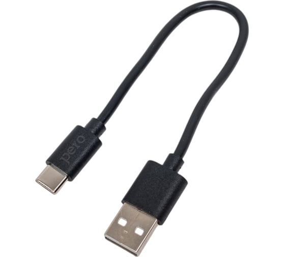 Дата-кабель PERO DC-03 Type-C, 3А, 0.2м, черный, Fast Charge PRDC-03TC02MB