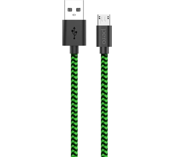 Дата-кабель PERO DC-04 micro-USB, 2А, 1м, Green-black PRDC-04MU1MGB