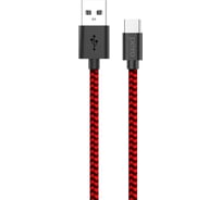 Дата-кабель PERO DC-04 Type-C, 3А, 1м, Red-black, Fast Charge PRDC-04TC1MRB