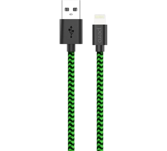Дата-кабель PERO DC-04 8-pin Lightning, 2А, 1м, Green-black PRDC-048P1MGB 1