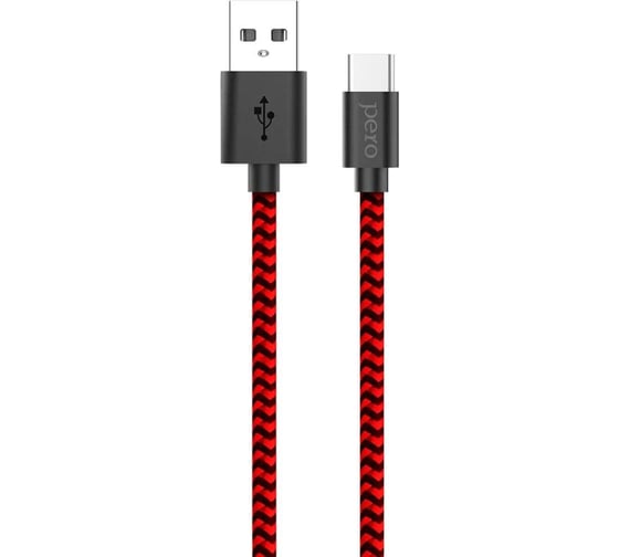 Дата-кабель PERO DC-04 Type-C, 3А, 2м, Red-black, Fast Charge PRDC-04TC2MRB 1