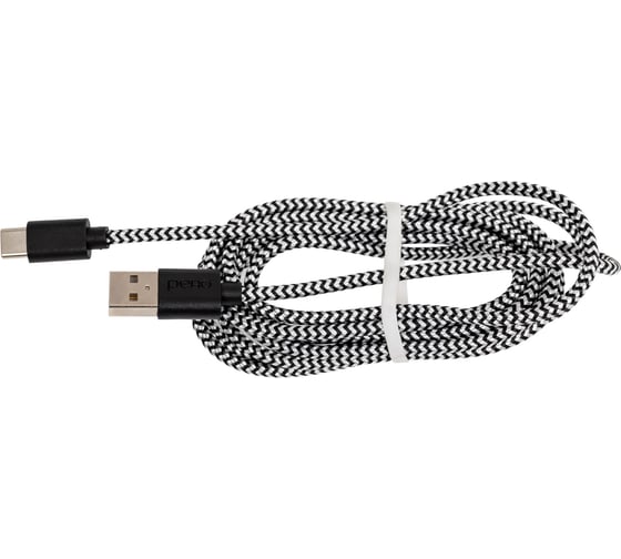 Дата-кабель PERO DC-04 Type-C, 3А, 2м, Silver-black, Fast Charge PRDC-04TC2MSB