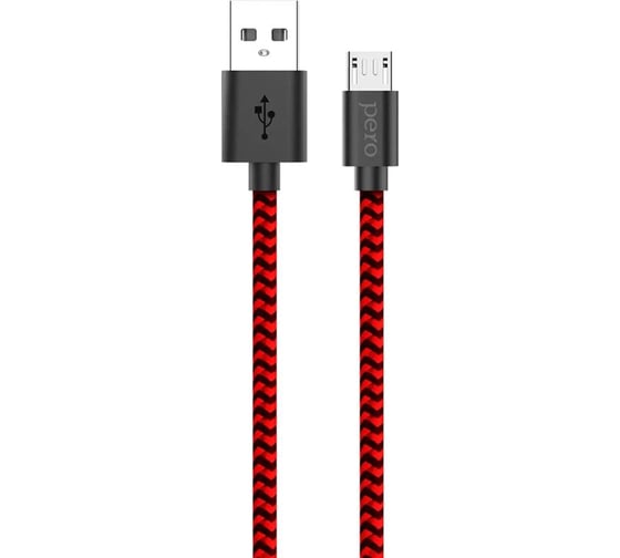 Дата-кабель PERO DC-04 micro-USB, 2А, 1м, Red-black PRDC-04MU1MRB