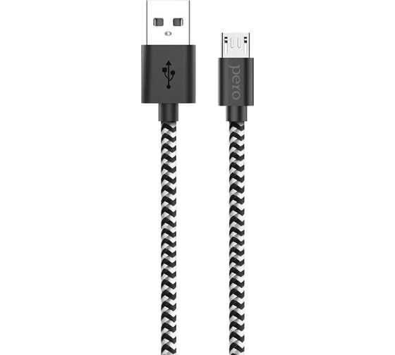Дата-кабель PERO DC-04 micro-USB, 2А, 1м, Silver-black PRDC-04MU1MSB