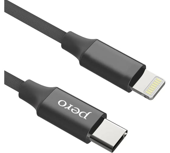 Дата-кабель PERO DC-05 Type-C to Lightning, 3А, 1м, Black PRDC-05TC8P1MB