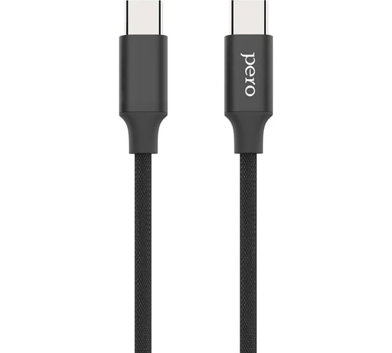 Дата-кабель PERO DC-05 Type-C to Type-C, 3А, 60W, 1м, Black PRDC-05TCTC1MB 1