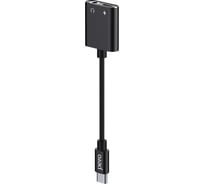 Адаптер Pero AD10 USB TYPE-C TO USB TYPE-C/MINI JACK 3.5, черный PRAD10BK