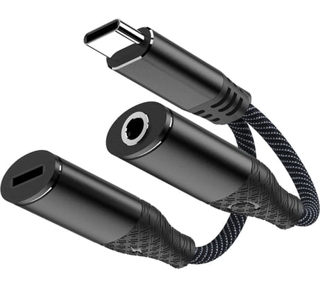 Адаптер Pero AD11 USB-C TO USB-C/MINI JACK 3.5, черный PRAD11BK