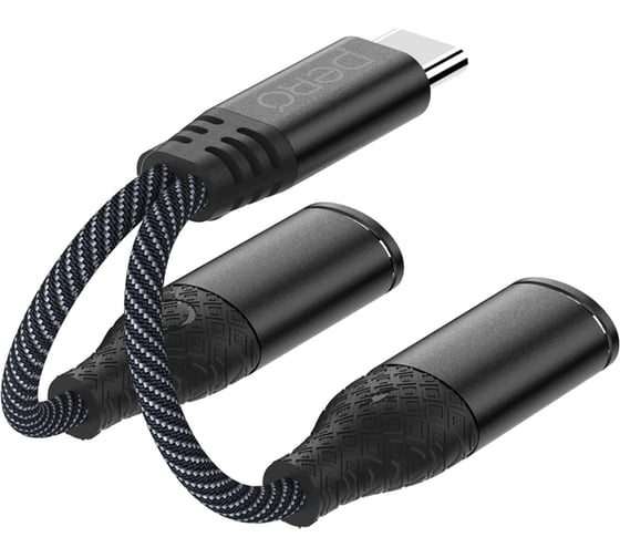 Адаптер Pero AD11 USB-C TO USB-C/MINI JACK 3.5, черный PRAD11BK
