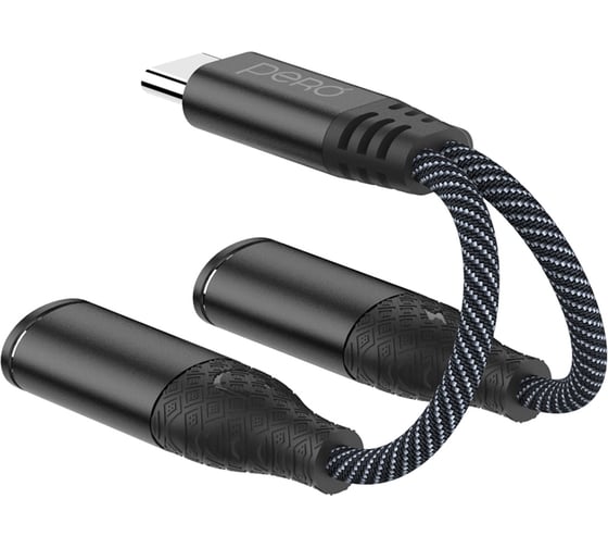 Адаптер Pero AD11 USB-C TO USB-C/MINI JACK 3.5, черный PRAD11BK