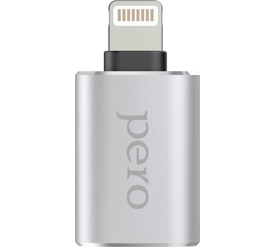 Адаптер Pero AD02 OTG LIGHTNING TO USB 3.0, серебристый PRAD02LTSR