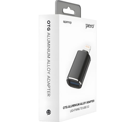 Адаптер Pero AD02 OTG LIGHTNING TO USB 3.0, черный PRAD02LTBK
