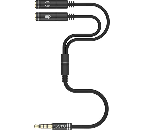 Аудио разветвитель PERO AD08 PREMIUM AUX SPLITTER MIC + SPEAK, черный PRAD08MSBK 1