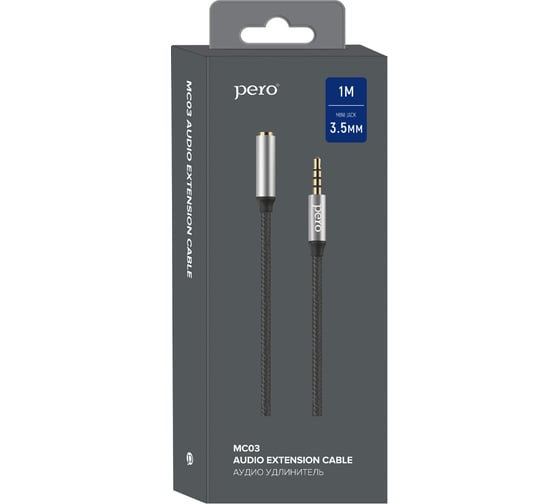 Аудио-удлинитель PERO MC-03 JACK 3.5, 1м, Black PRMC-031MB