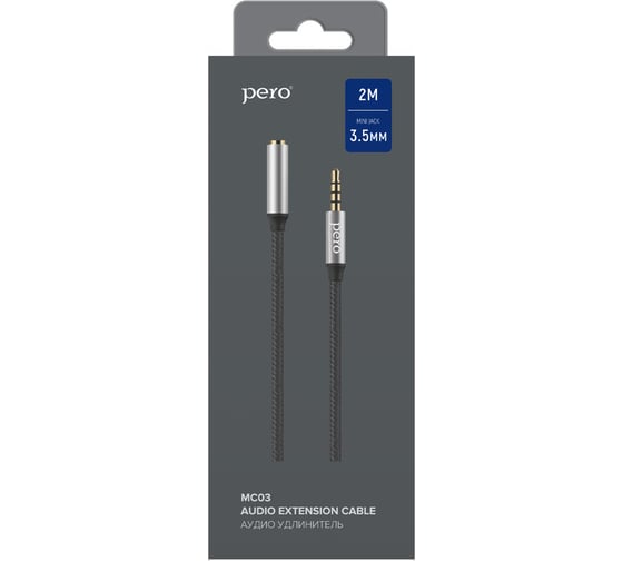 Аудио-удлинитель PERO MC-03 JACK 3.5, 2м, Black PRMC-032MB