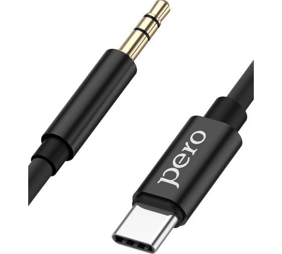 Аудио-кабель PERO MC-02 TYPE-C TO 3.5 JACK, 1м, Black PRMC-02T1MB