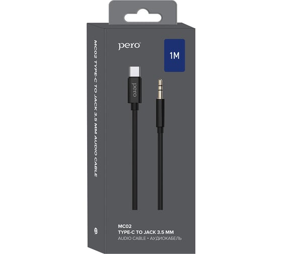 Аудио-кабель PERO MC-02 TYPE-C TO 3.5 JACK, 1м, Black PRMC-02T1MB