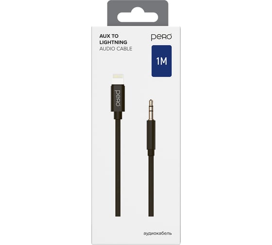 Аудио-кабель PERO MC-02 LIGHTNING TO 3.5 JACK, 1м, Black PRMC-02L1MB