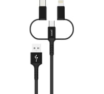 Дата-кабель PERO DC-06 Universal 3 in 1 (Lightning/micro USB/Type-C), 2А, 2м, черный PRDC-06U2MB