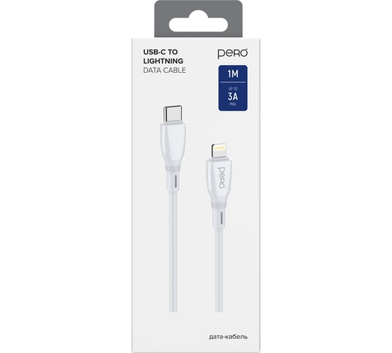 Дата-кабель PERO DC11 PD Type-C to Lightning, 27W, 1m, White PRDC-11TL1MW