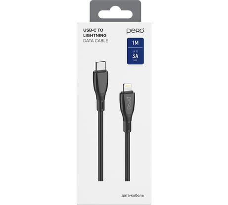 Дата-кабель PERO DC11 PD Type-C to Lightning, 27W, 1m, Black PRDC-11TL1MB