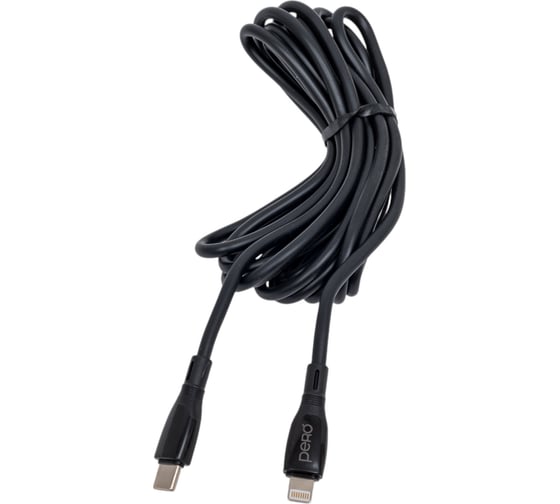 Дата-кабель PERO DC11 PD Type-C to Lightning, 27W, 3m, Black PRDC-11TL3MB